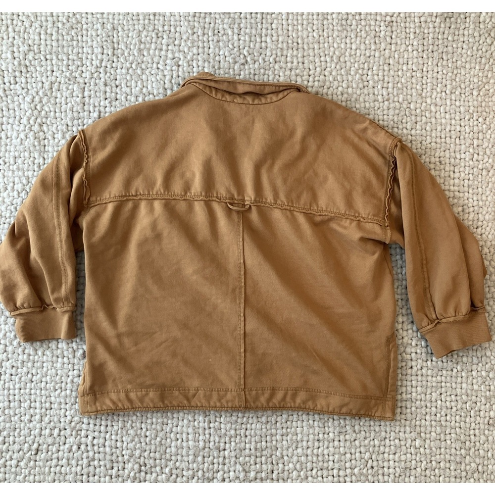 Pilcro Oversized Cotton Utility Jacket Tan Button Front Pocket Medium - Picture 2 of 10
